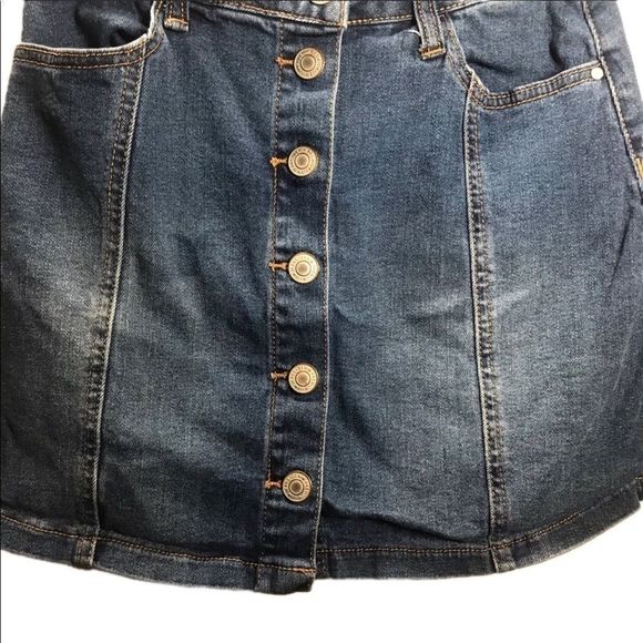 I&M Jeans Button-Front Denim Mini Skirt | Size Small - Picture 4 of 10